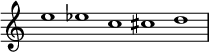 {
\override Score.TimeSignature
#'stencil = ##f
\override Score.SpacingSpanner.strict-note-spacing = ##t
\set Score.proportionalNotationDuration = #(ly:make-moment 3/2)
\relative c'' {
\time 5/1
\set Score.tempoHideNote = ##t \tempo 1 = 60
e1 es c cis d
}
}