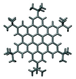 Crystal structure of a molecular hexagon composed of hexagonal aromatic rings.