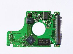Printed circuit board of a 2.5-inch Samsung hard disk MP0402H.