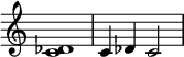 {
\omit Score.TimeSignature
\relative c' {
\time 4/4
\set Score.tempoHideNote = ##t \tempo 4 = 90
<c des>1 | c4 des c2
}
}