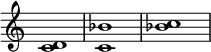 {
\override Score.TimeSignature
#'stencil = ##f
\relative c' {
\time 4/4
\set Score.tempoHideNote = ##t \tempo 1 = 60
<c d>1 <c bes'> <bes' c>
}
}