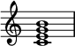 {
\override Score.TimeSignature #'stencil = ##f
\relative c' {
\clef treble
\time 4/4
\key c \major
<c e g b>1
} }