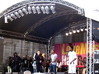 Roll Deep performing at the Love Music Hate Racism Festival in Barnsley