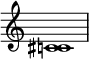 \relative c' {
\omit Staff.TimeSignature
<c! cis>1
}