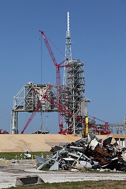 The Fixed Service Structure on LC-39B is dismantled following the end of the Space Shuttle programme (2011)