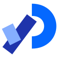 On a light grey background, a stylized letter "P" made out of two rectangles and a semicircular arc in different shades of blue. The simple shapes evoke the way designs are created by the Processing library.