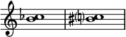 {
\override Score.TimeSignature
#'stencil = ##f
\relative c'' {
\time 4/4
\set Score.tempoHideNote = ##t \tempo 1 = 20
<b ces>1 <bis c?>
}
}