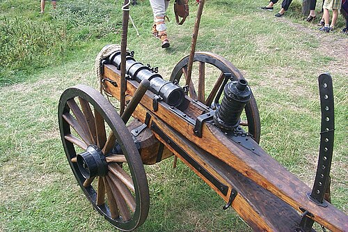 Replica of a medieval Swedish breech-loaded "cart gun" (Swedish: kärrebössa)