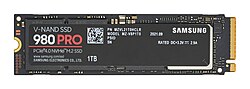 M.2 2280 Samsung 980 PRO PCIe 4.0 NVMe SSD with 1 TB of storage capacity