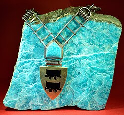 Amazonite from the Landsverk 1 mine with the livery collar of the mayor of Evje, Norway. Size: 21 cm × 22 cm (8.3 in × 8.7 in).