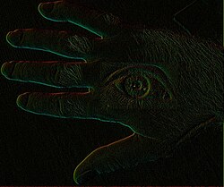Modified gradient. This is the result of pasting the gradient of B onto the gradient of A.
