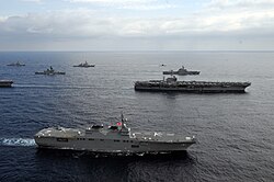 USS George Washington (CVN-73) and JS Hyūga (DDH-181)