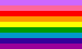 Gilbert Baker's nine-stripe pride flag with a lavender stripe added at the top to represent diversity (2017)