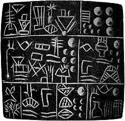 A proto-cuneiform tablet, Jemdet Nasr period, c. 3100–2900 BC