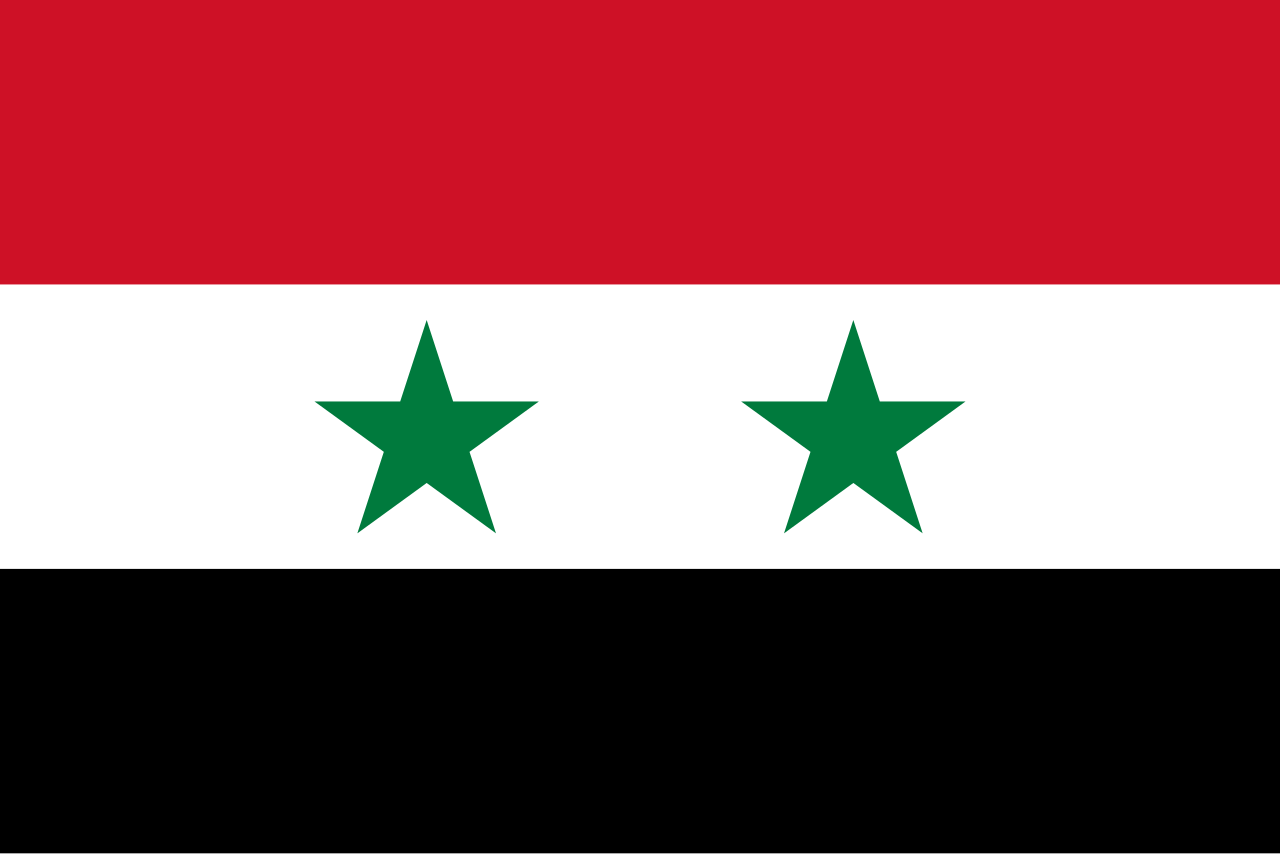 Flag of the United Arab Republic (1958–1971), Flag of Syria (1980–2024).svg