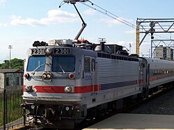An image of an electric locomotive, an AEM-7 model, that was proposed in a 1992 study.