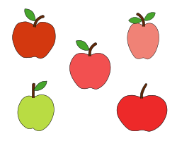 Diagram showing five apples