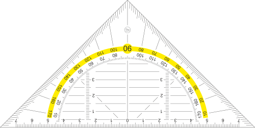 Geodreieck, a special type of protractor triangle (180°).