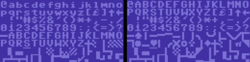 Two character sets, both light blue against a darker background