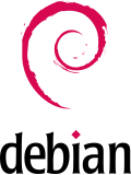 Debian logo with text: debian