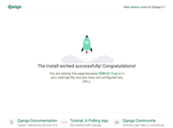 The default Django page